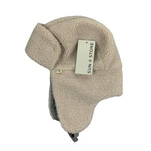 Sun + Stone Mens Solid Trapper Lined Faux-Fur Hat Beige OS